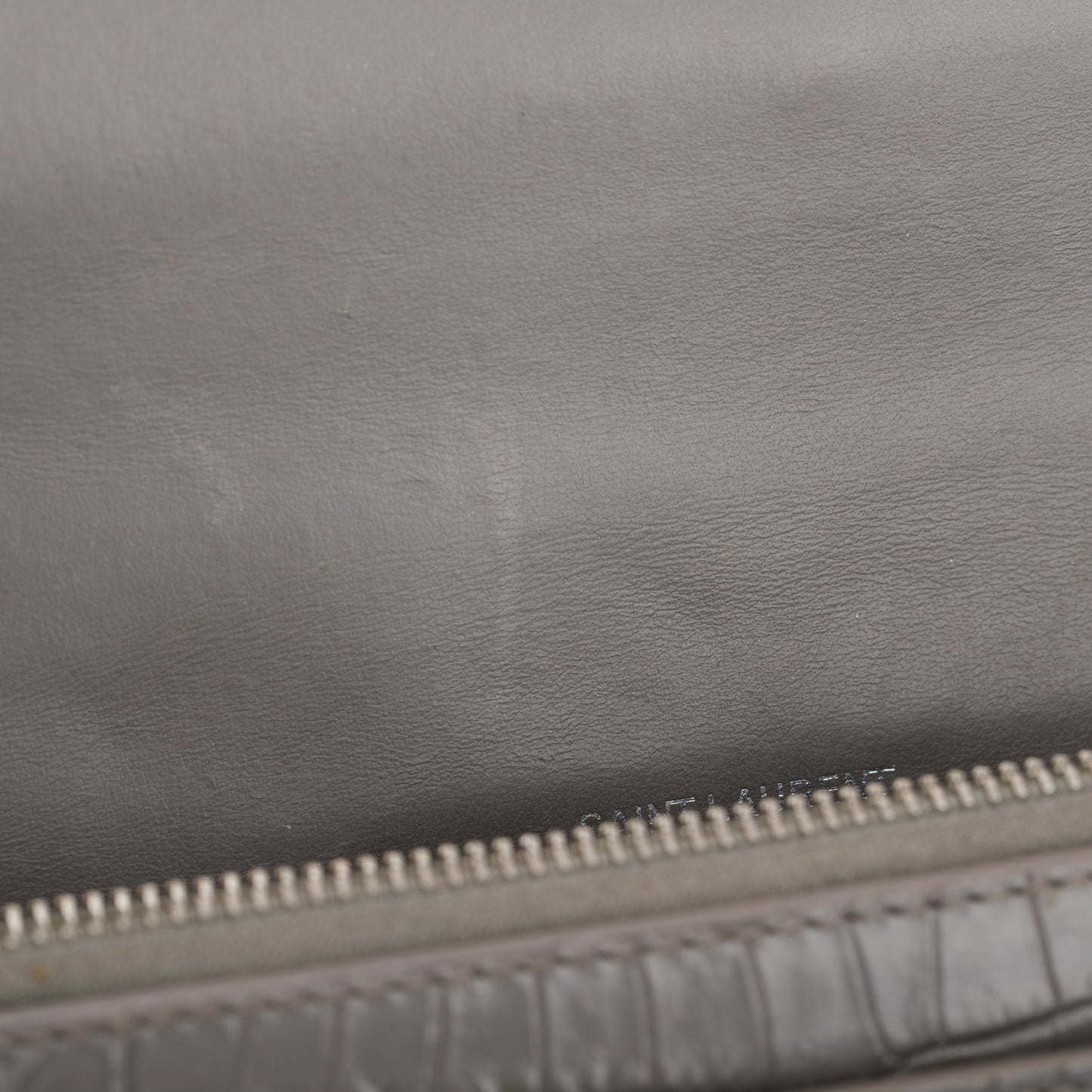 Saint Laurent Grey Crocodile Embossed Sunset Chain Wallet