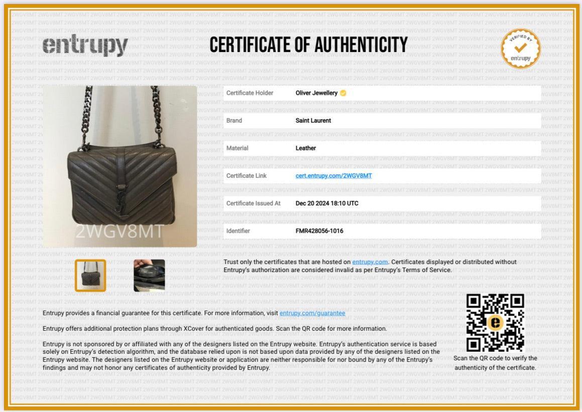 Saint Laurent Grey Leather Medium Chevron College Bag