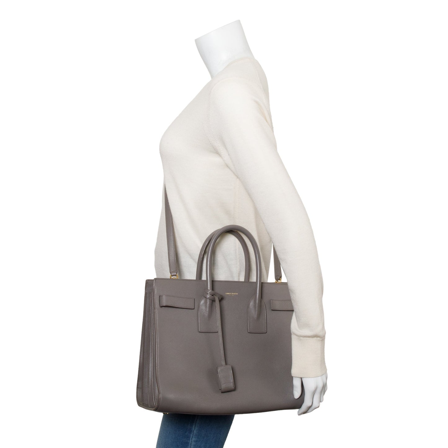 Saint Laurent Grey Leather Small Sac De Jour