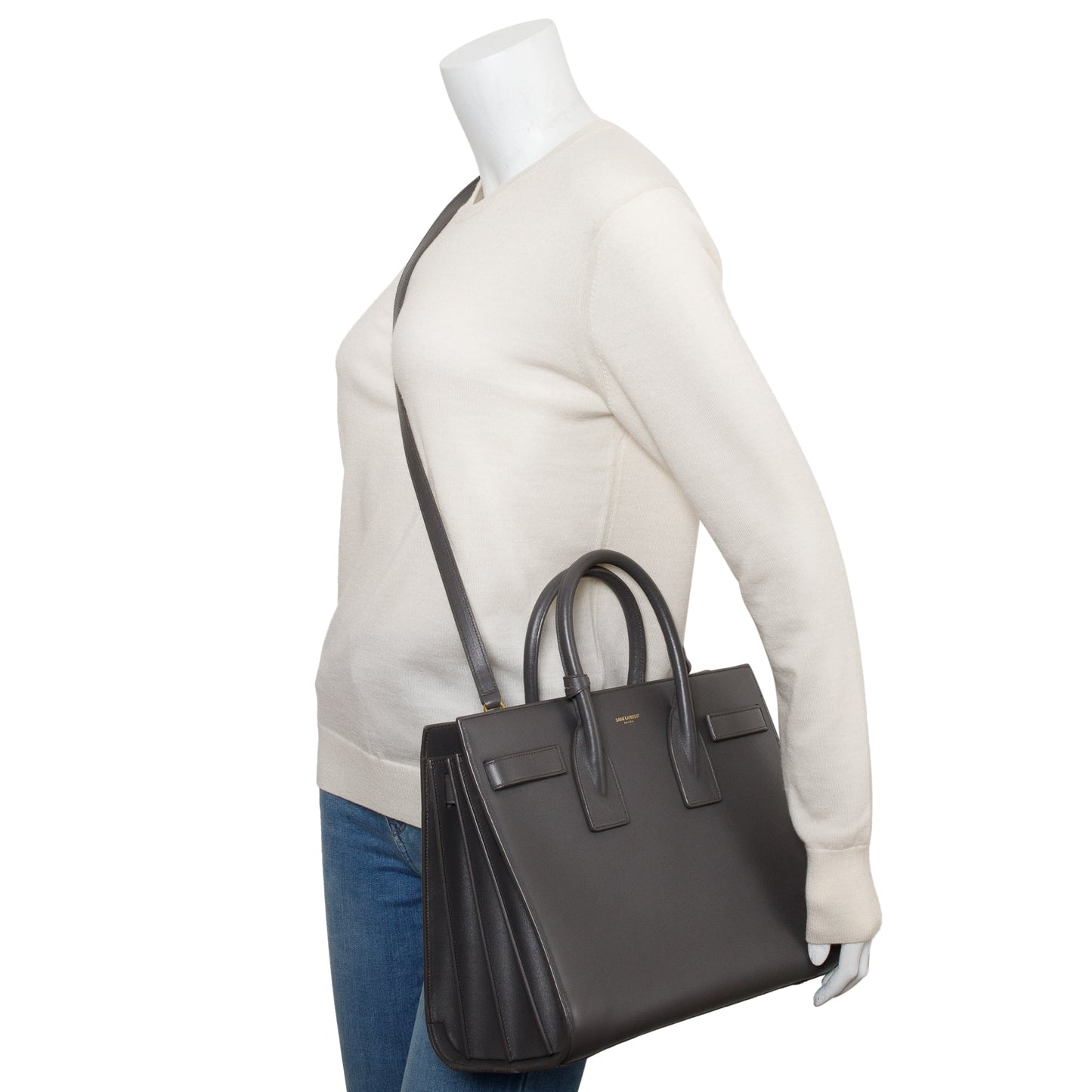 Saint Laurent Grey Leather Small Sac De Jour
