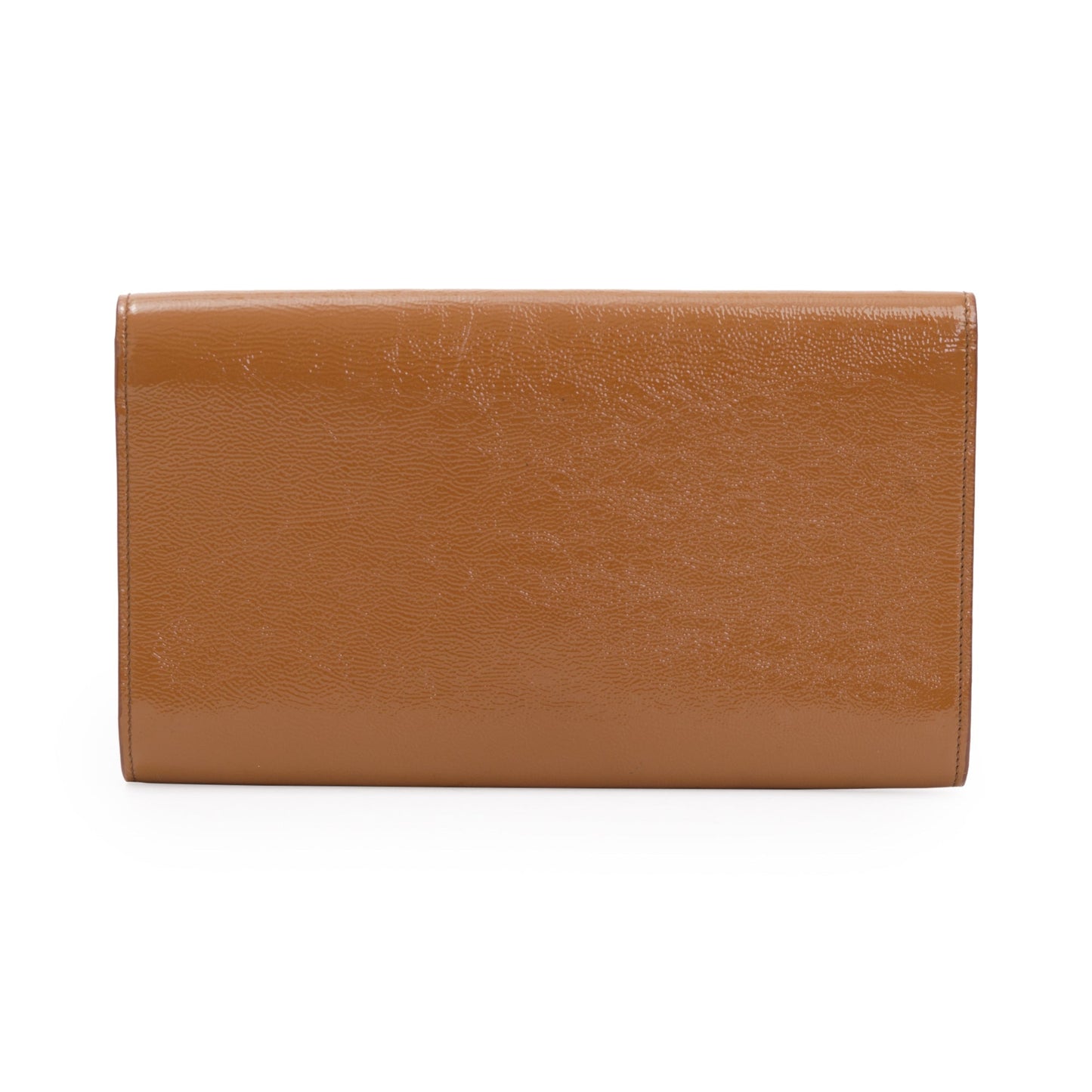 Saint Laurent Large Brown Patent Leather Belle de Jour Clutch