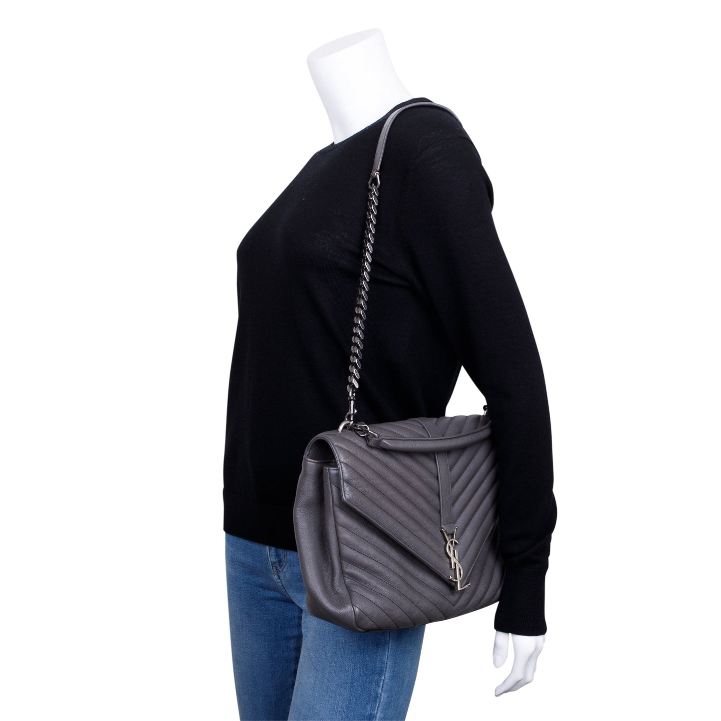 Saint Laurent Large Chevron College Bag