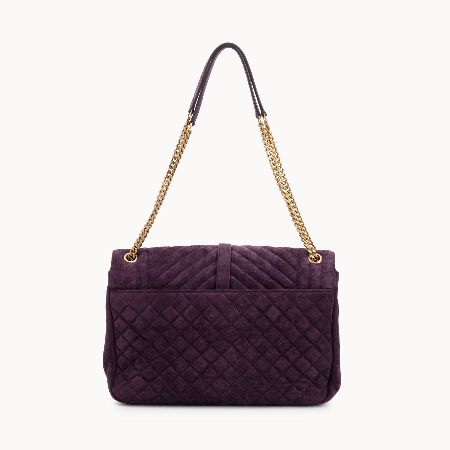 Saint Laurent Large Purple Suede Monogram  Envelope Chain Bag