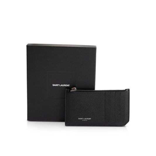 Saint Laurent Leather Zip Card Case