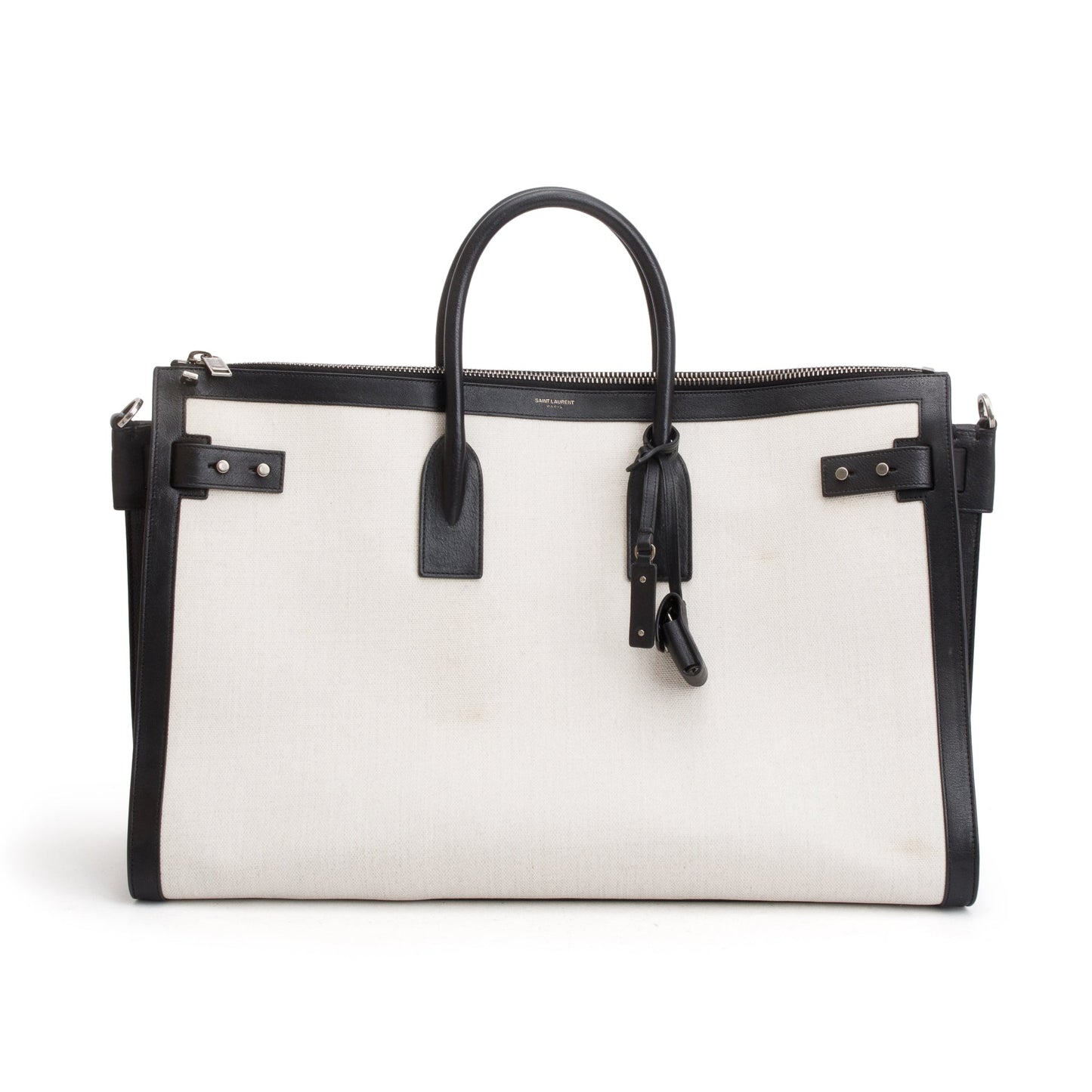 Saint Laurent Linen Calfskin Souple Sac De Jour 48H Duffle