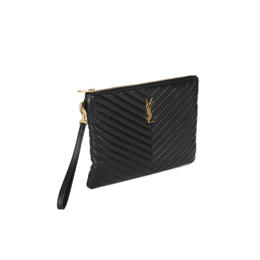 Saint Laurent Matelasse Monogram Wristlet Pouch