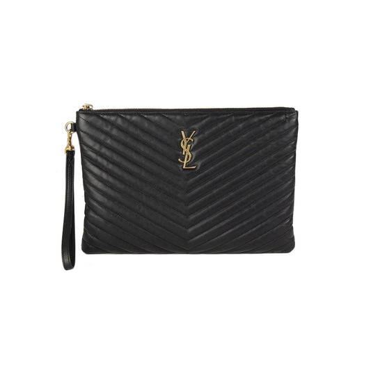 Saint Laurent Matelasse Monogram Wristlet Pouch