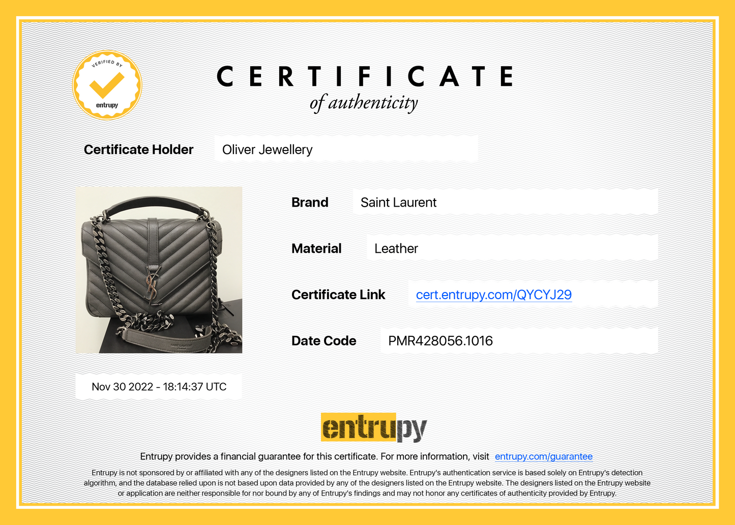 Saint Laurent Medium Chevron College Bag