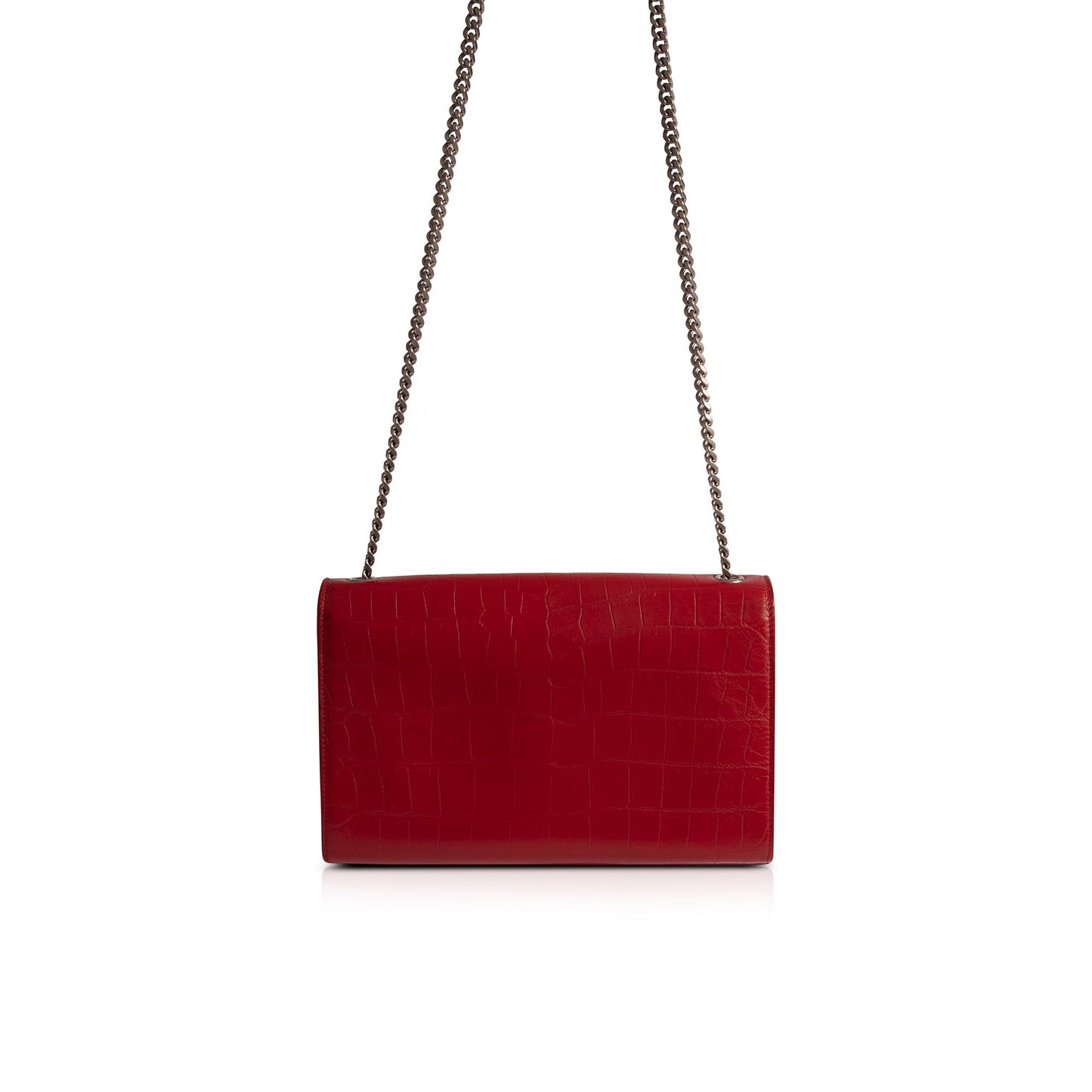 Saint Laurent Medium Croc-Embossed Monogram Kate Tassel Bag