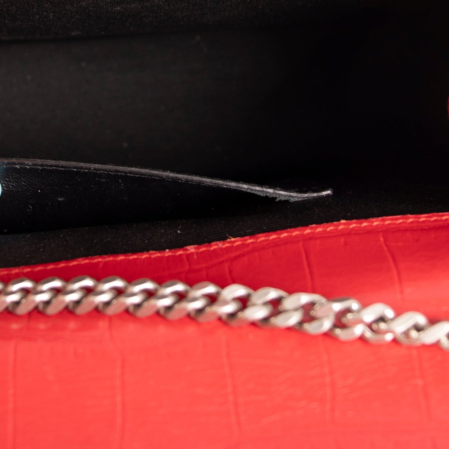 Saint Laurent Medium Croc-Embossed Monogram Kate Tassel Bag