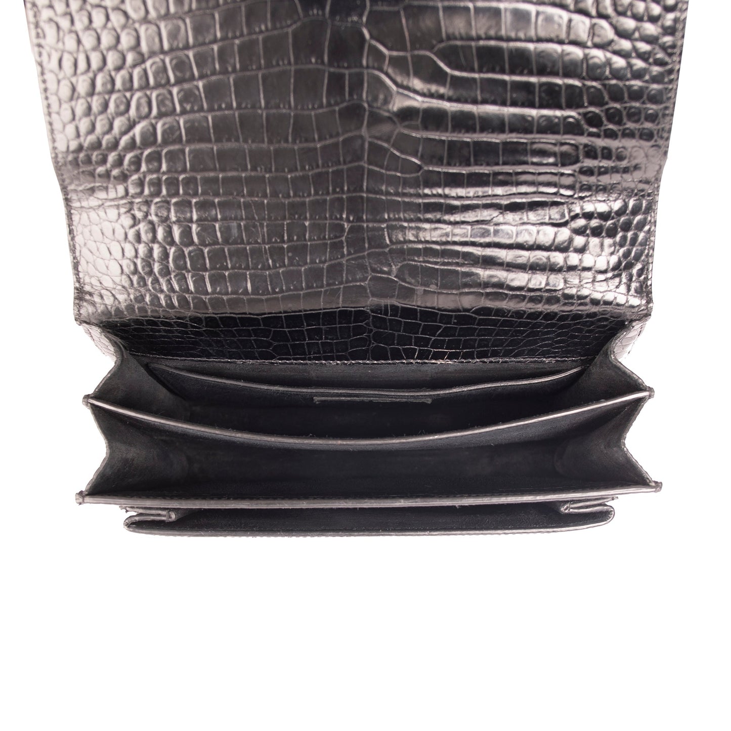 Saint Laurent Medium Crocodile Embossed Sunset Bag