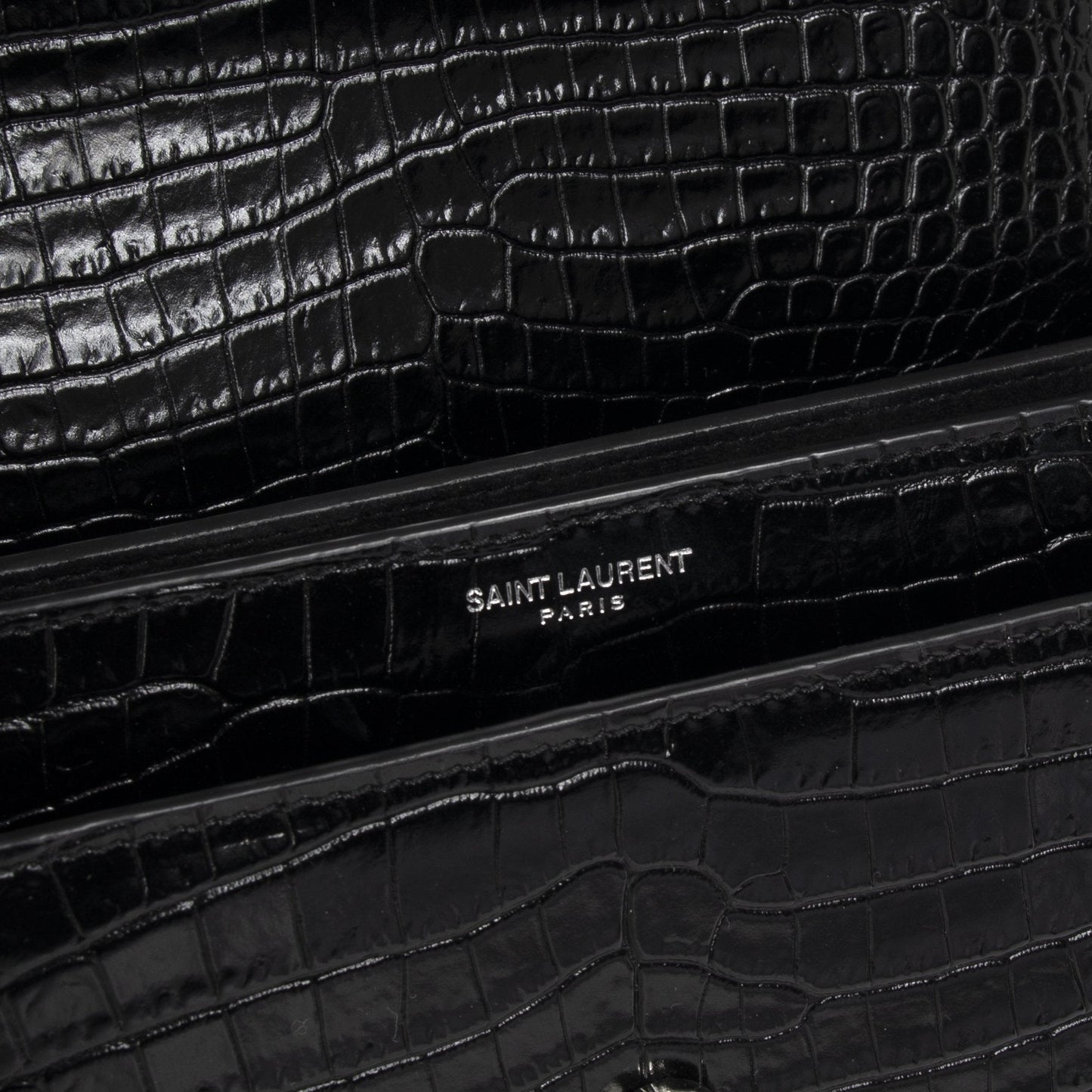 Saint Laurent Medium Crocodile Embossed Sunset Bag