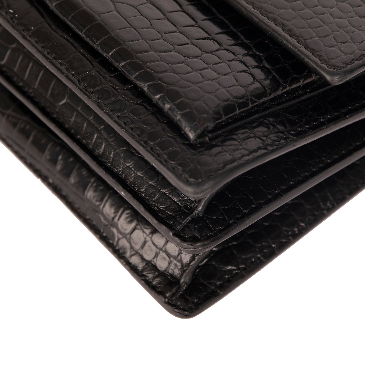 Saint Laurent Medium Crocodile Embossed Sunset Bag