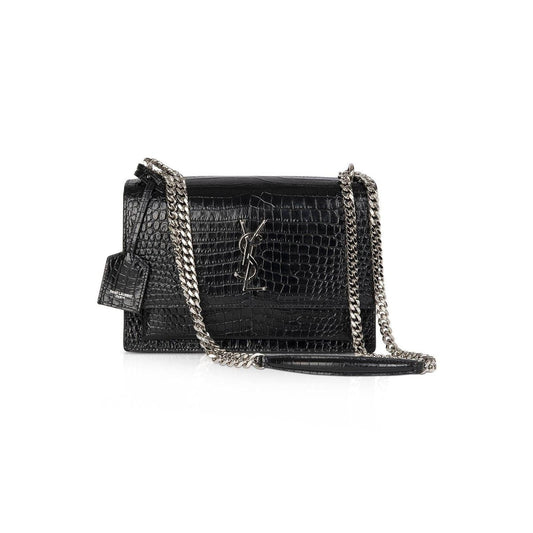 Saint Laurent Medium Crocodile Embossed Sunset Bag