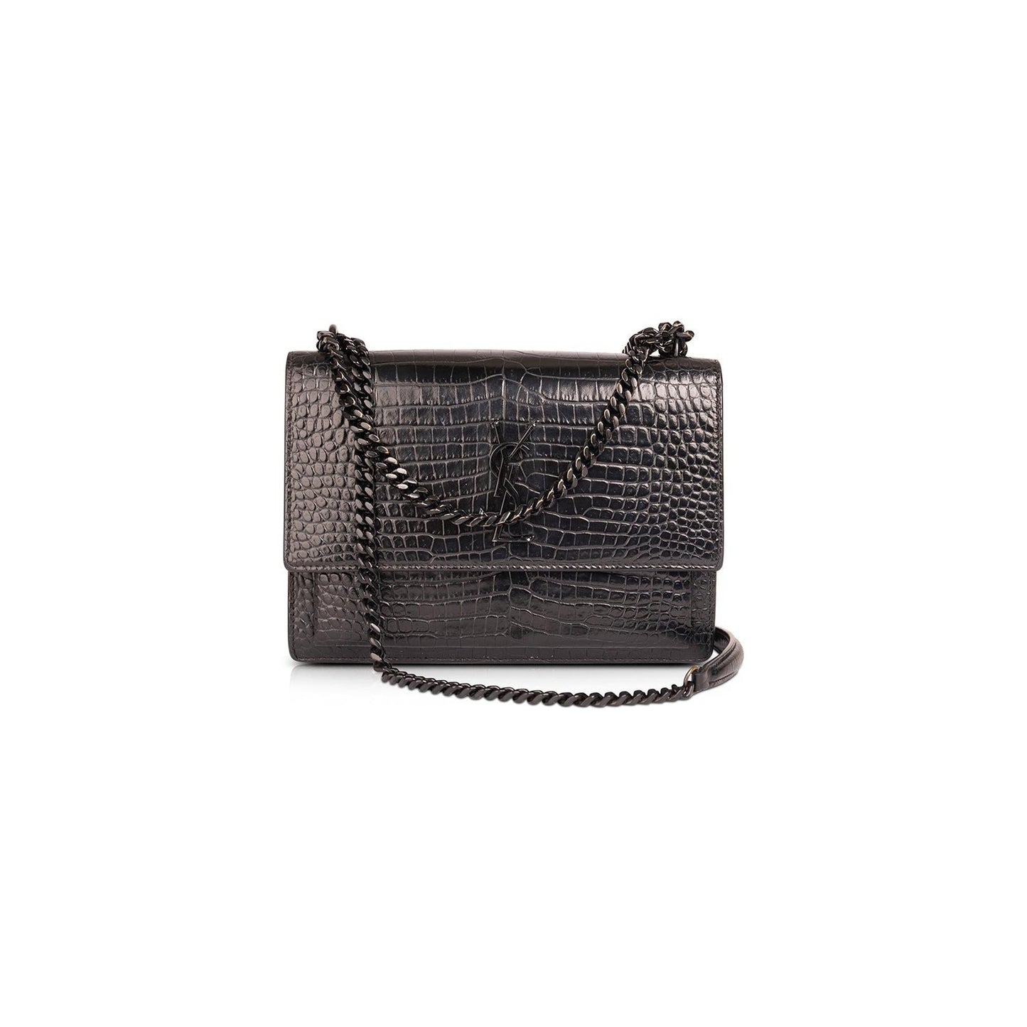 Saint Laurent Medium Crocodile Embossed Sunset Bag