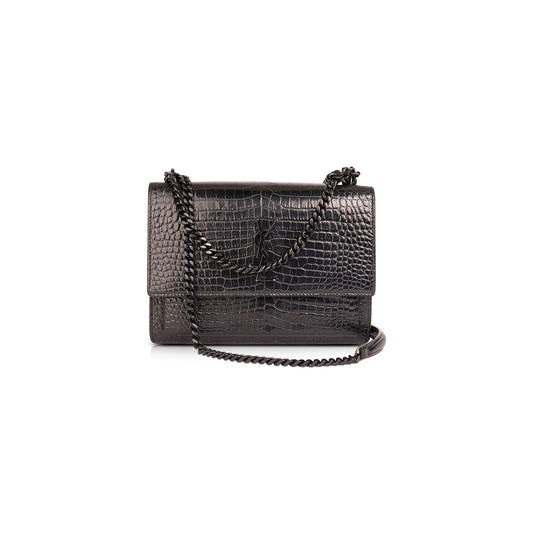 Saint Laurent Medium Crocodile Embossed Sunset Bag