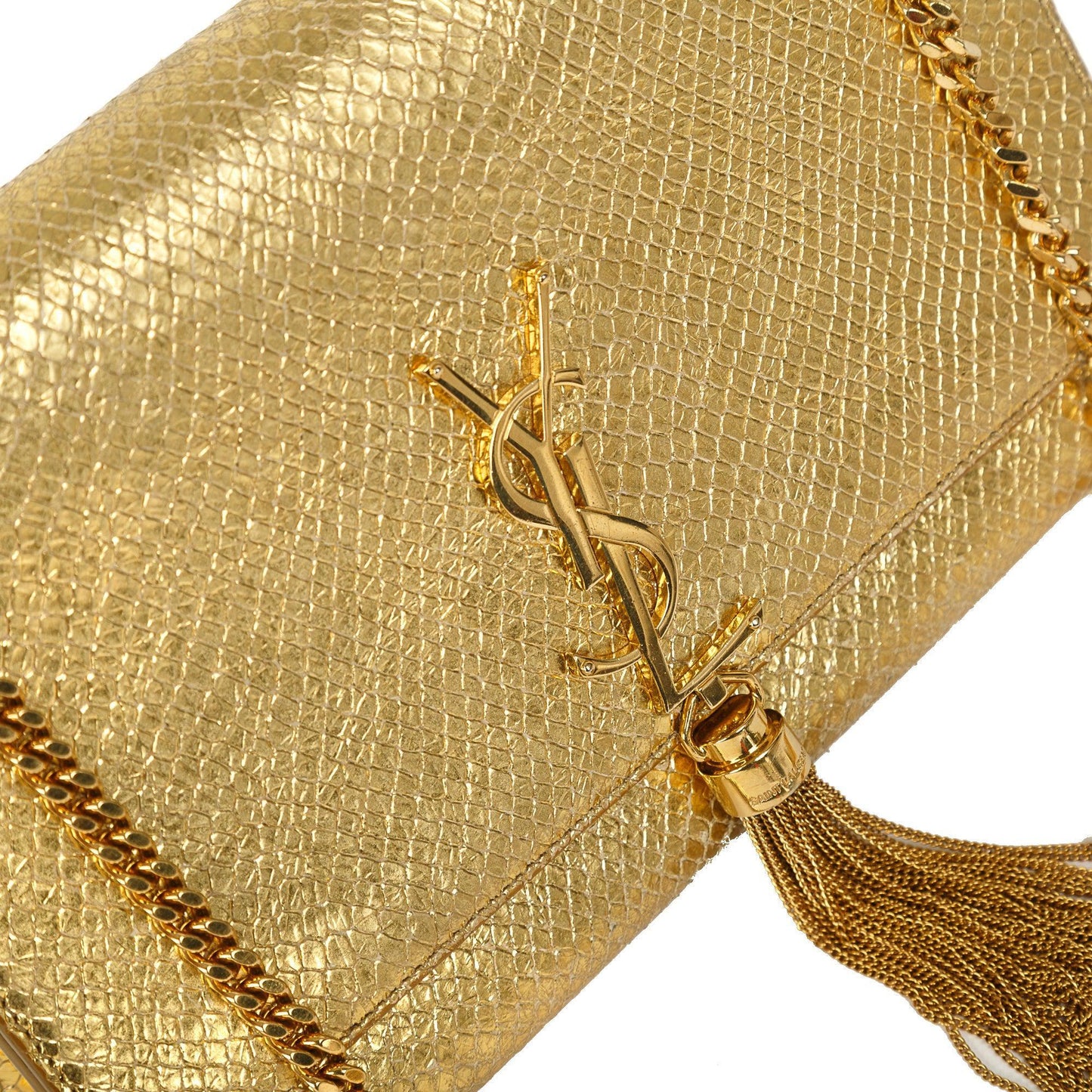 Saint Laurent Medium Python-Embossed Kate Monogram Tassel Bag