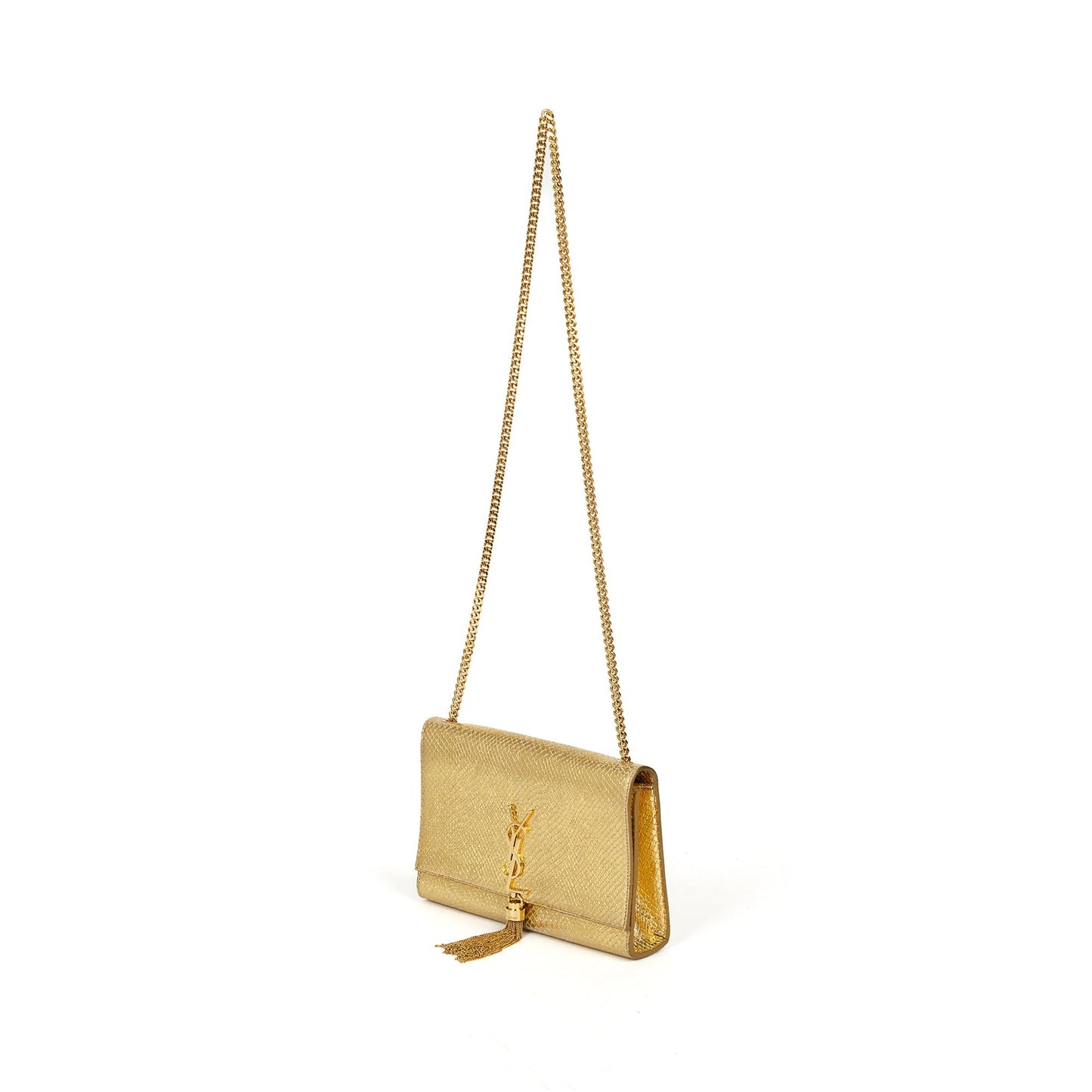 Saint Laurent Medium Python-Embossed Kate Monogram Tassel Bag