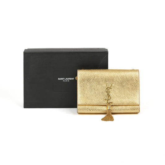Saint Laurent Medium Python-Embossed Kate Monogram Tassel Bag