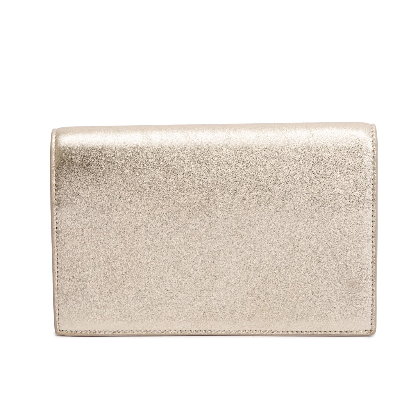 Saint Laurent Metallic Gold Leather Cassandre Envelope Chain Wallet