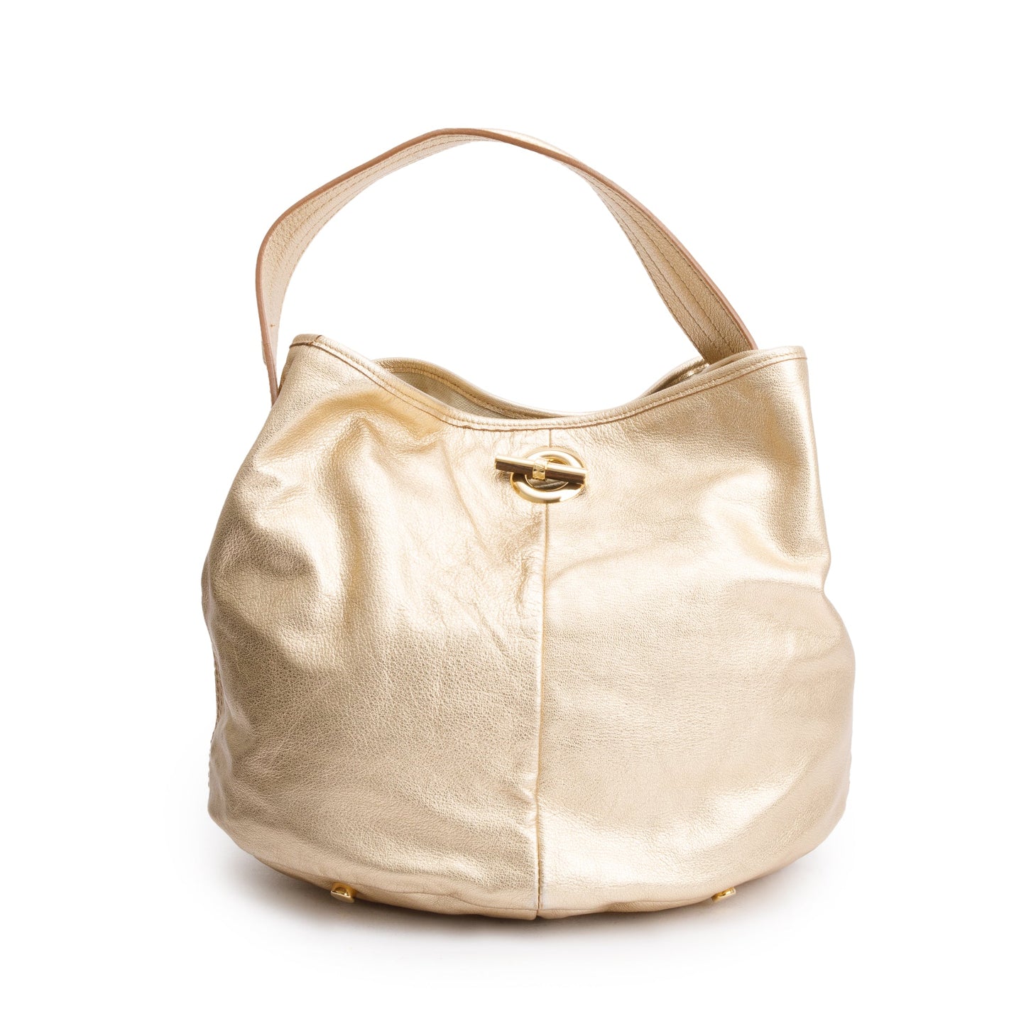 Saint Laurent Metallic Gold Patent Leather Capri Bucket Bag