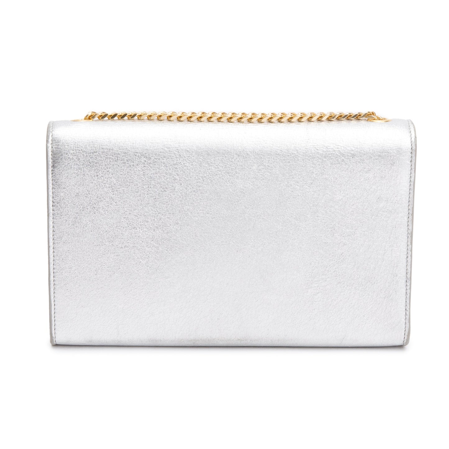 Saint Laurent Metallic Silver Leather Medium Kate Tassel Bag