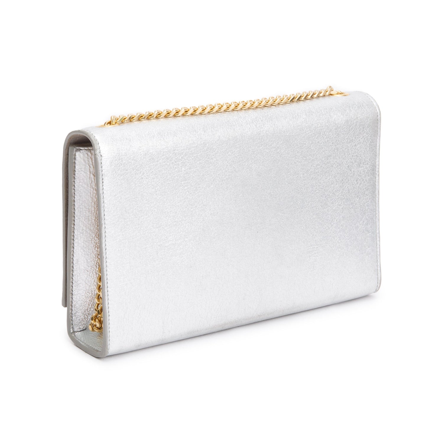 Saint Laurent Metallic Silver Leather Medium Kate Tassel Bag