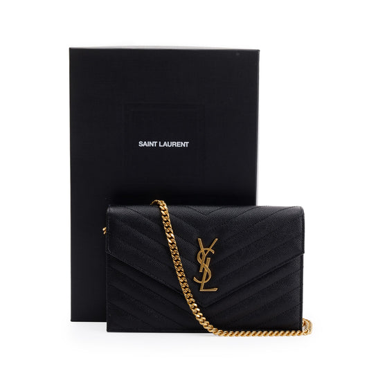 Saint Laurent Monogram Matelasse Envelope Chain Wallet
