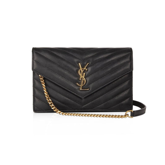 Saint Laurent Monogram Matelasse Envelope Chain Wallet