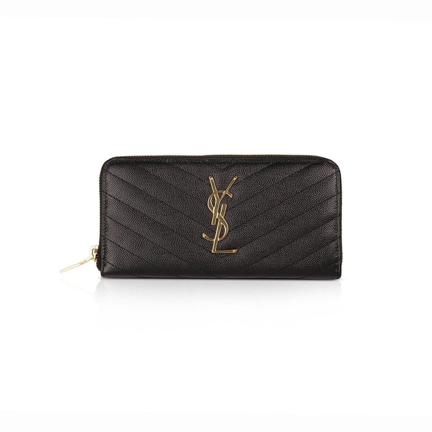 Saint Laurent Monogram Zip Around Leather Wallet