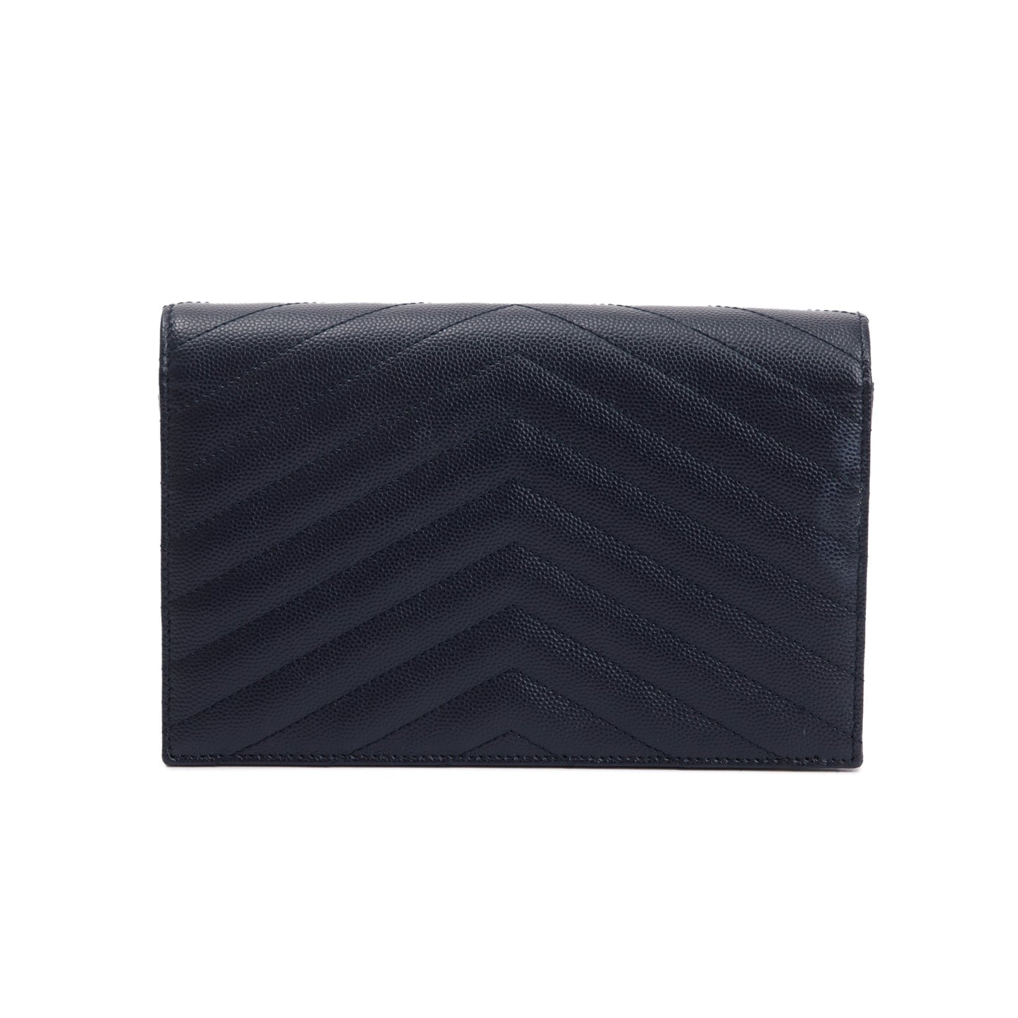 Saint Laurent  Navy Cassandre Matelasse Envelope Chain Wallet