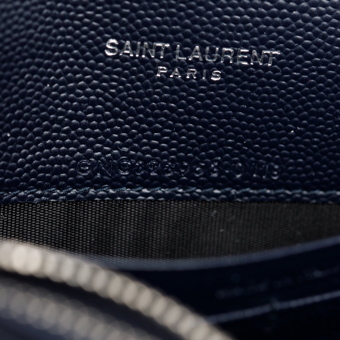 Saint Laurent  Navy Cassandre Matelasse Envelope Chain Wallet