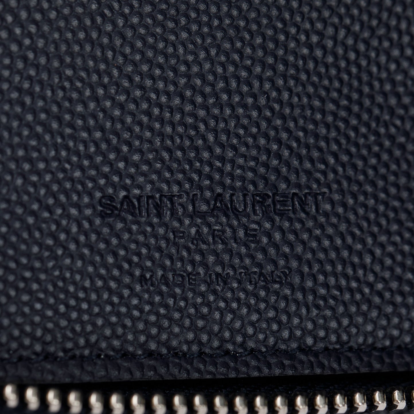 Saint Laurent Navy Grain de Poudre Leather Paris Zip Around Wallet