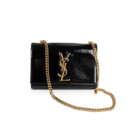 Saint Laurent Patent Leather Monogram Small Kate Bag