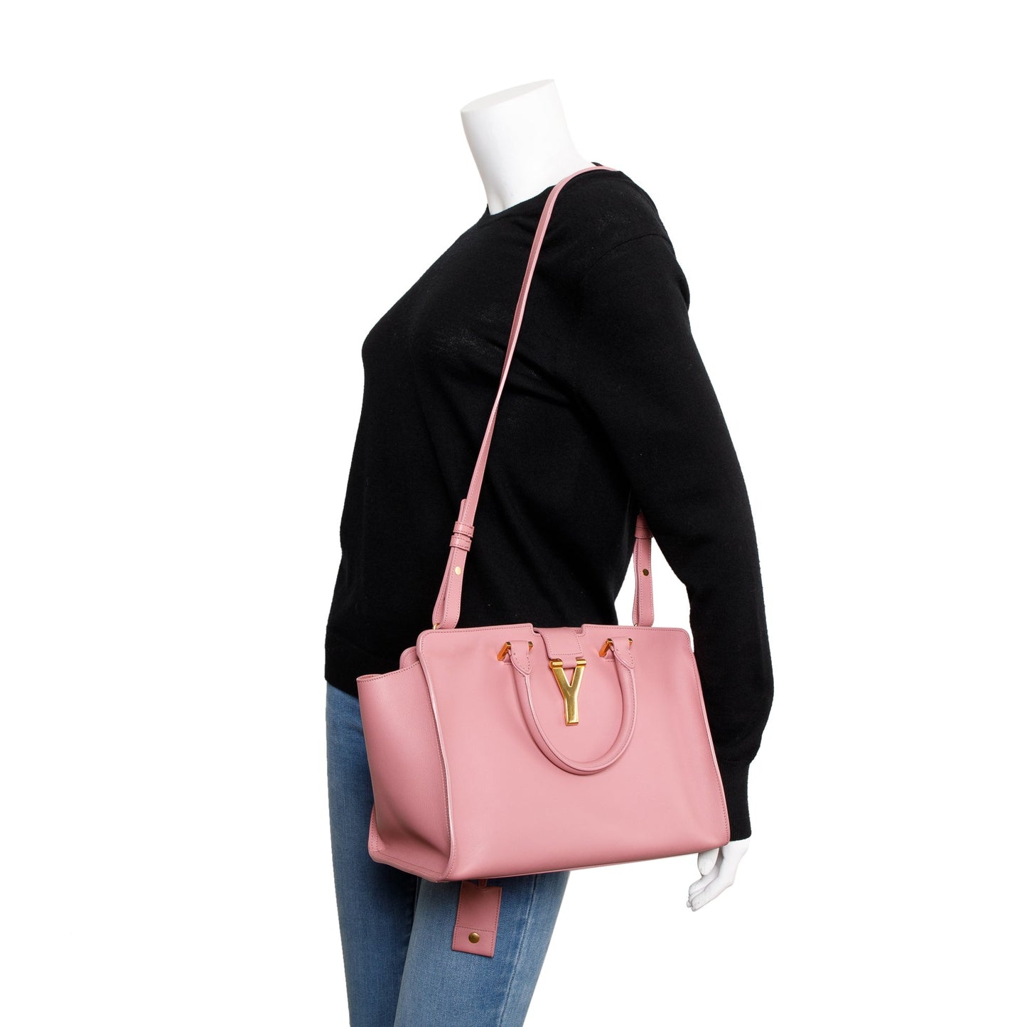 Saint Laurent Pink Calfskin Leather Small Cabas Tote Bag
