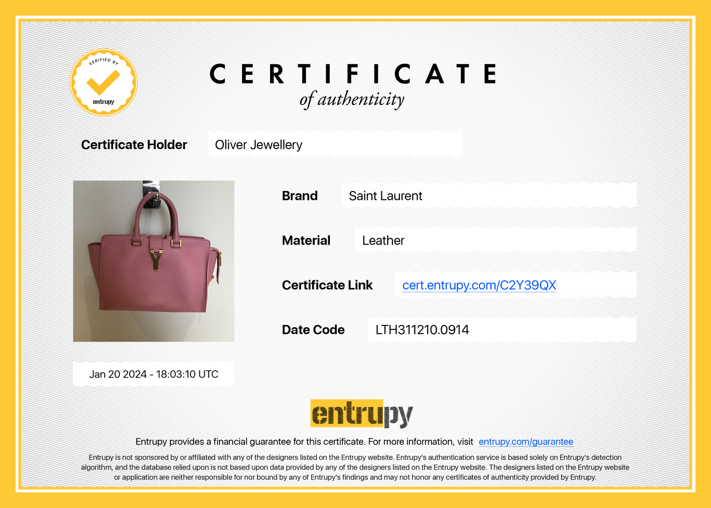 Saint Laurent Pink Calfskin Leather Small Cabas Tote Bag