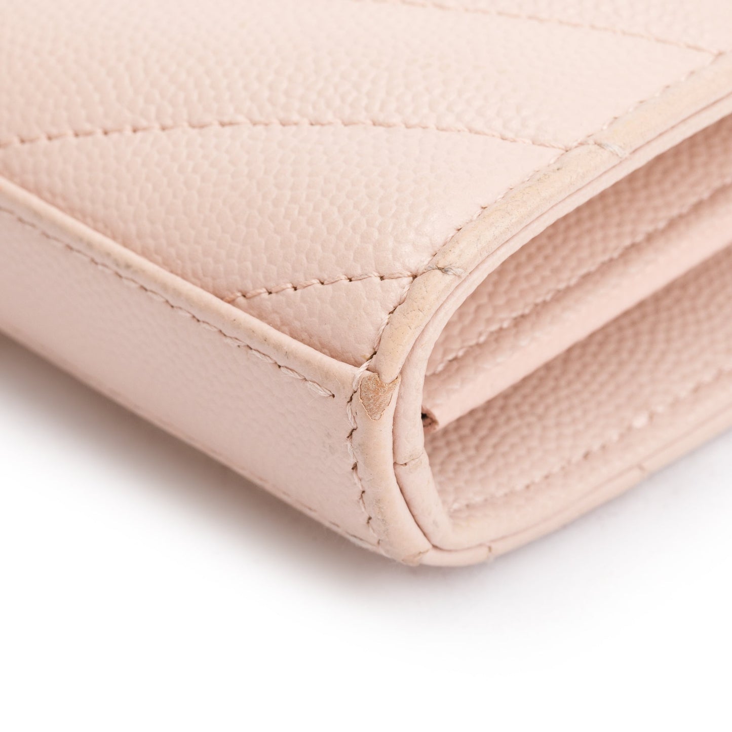 Saint Laurent Pink Grain De Poudre Leather Cassandre Matelasse Chain Wallet