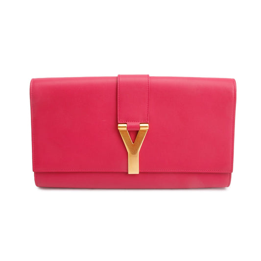 Saint Laurent Pink Leather Classic Y Ligne Clutch