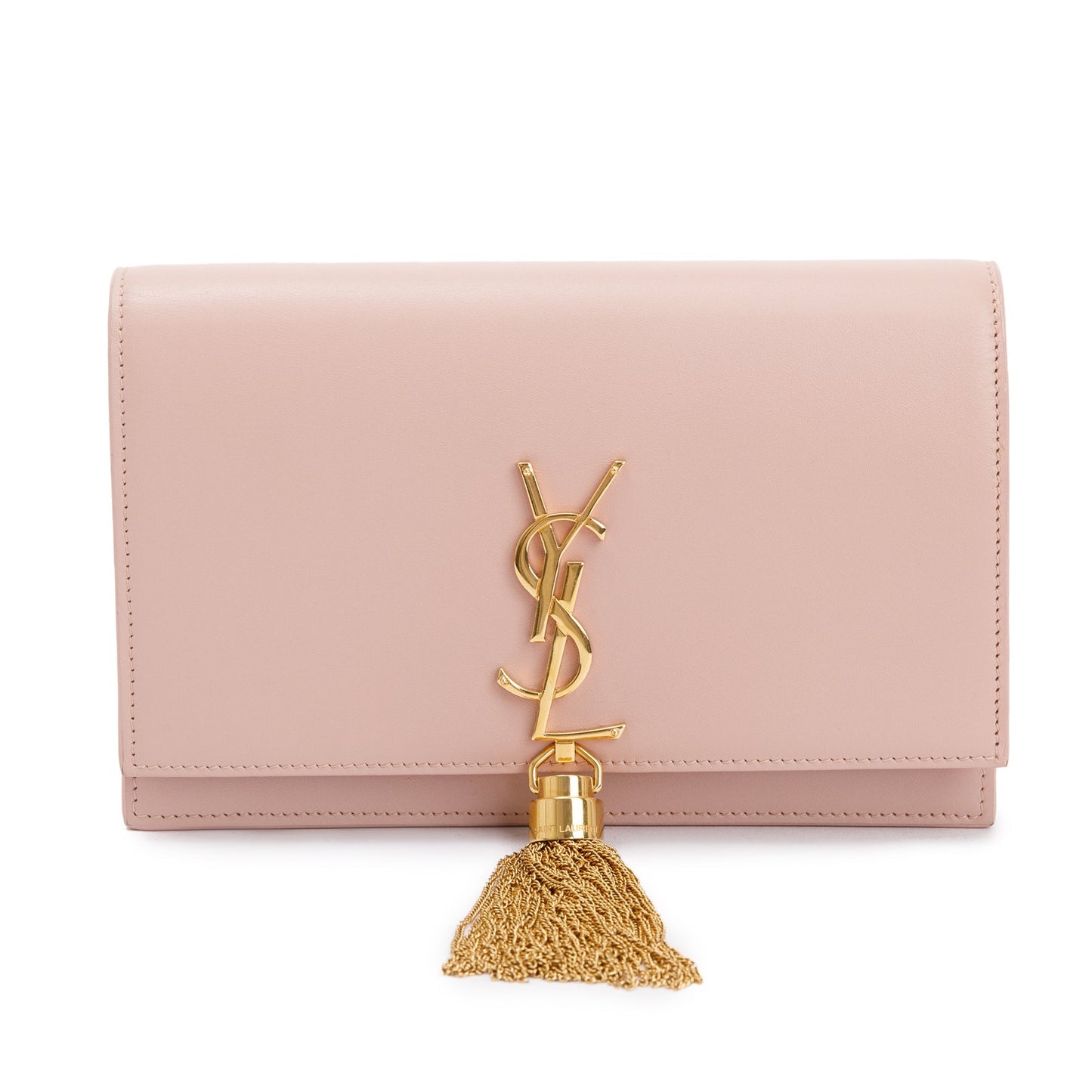 Saint Laurent Pink Smooth Calfskin Leather Small Classic Monogram Kate Tassel Chain Bag