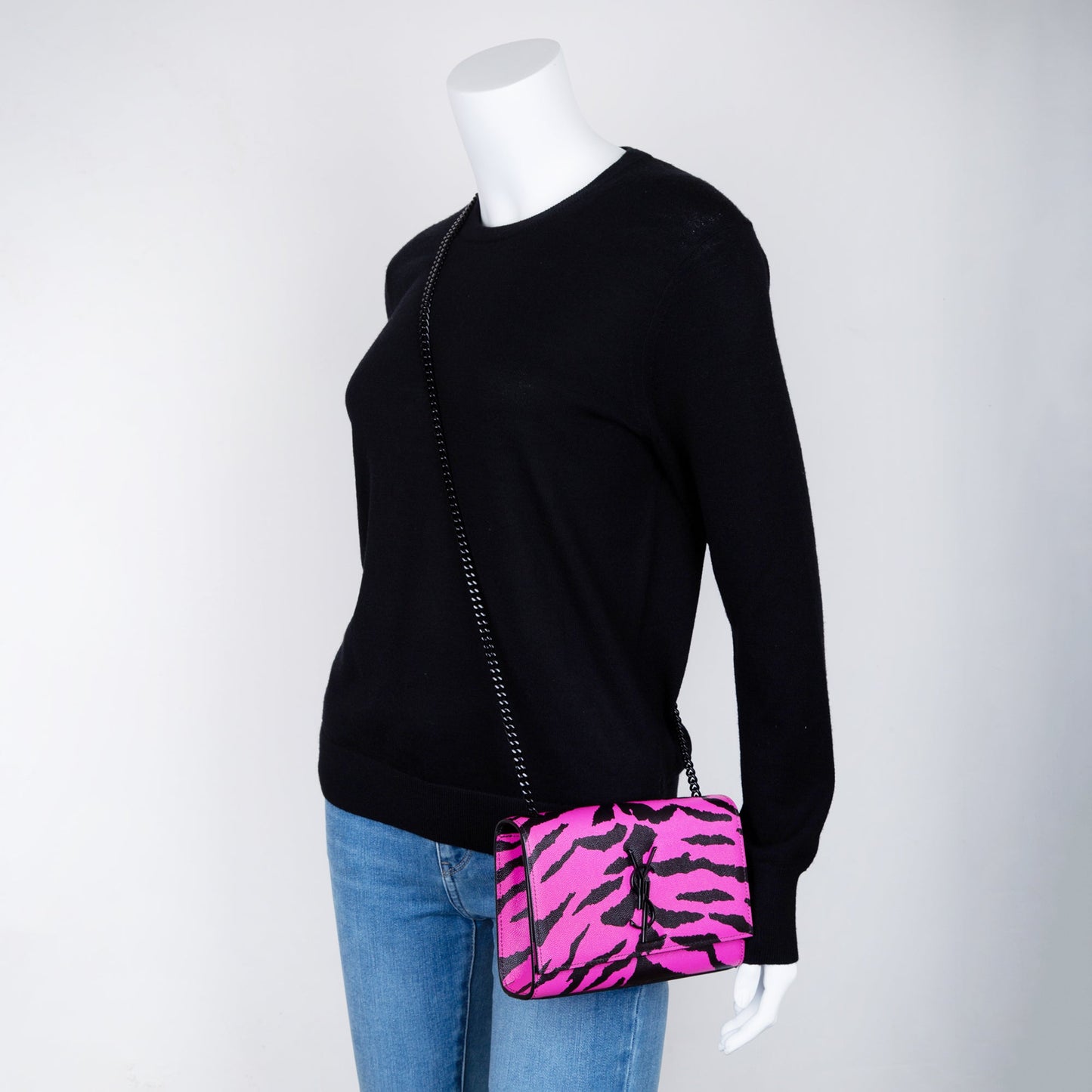 Saint Laurent Pink Zebra Print Monogram Small Kate Bag