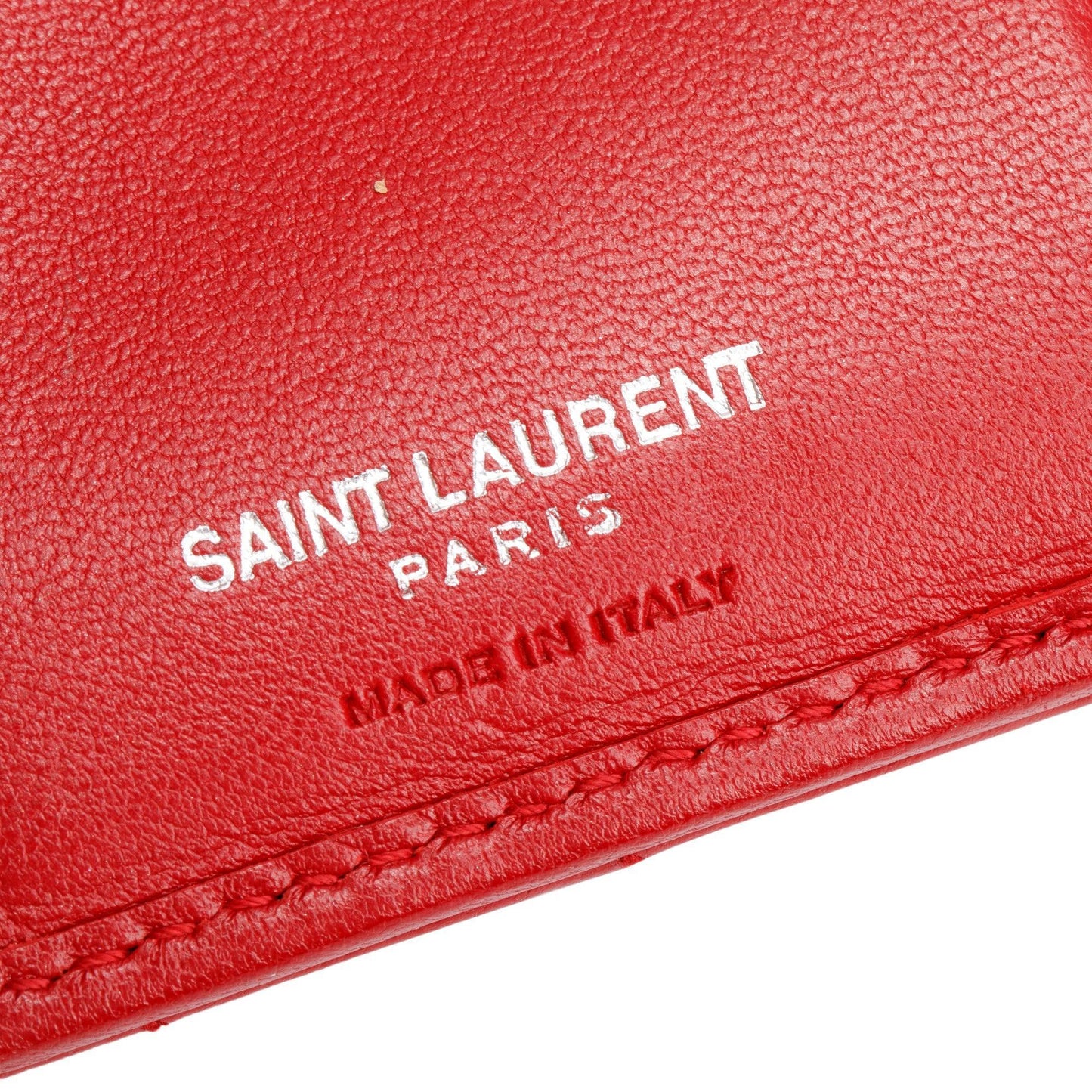 Saint Laurent Red Leather Compact Loulou Wallet