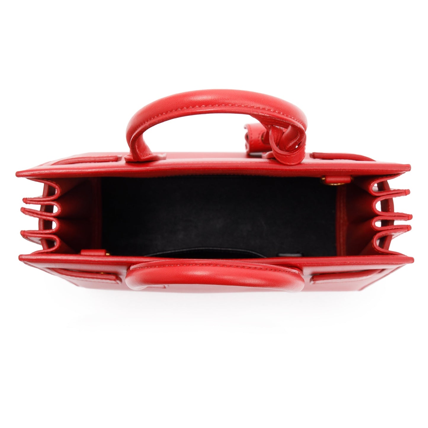 Saint Laurent Red Smooth Calfskin Leather Nano Sac De Jour