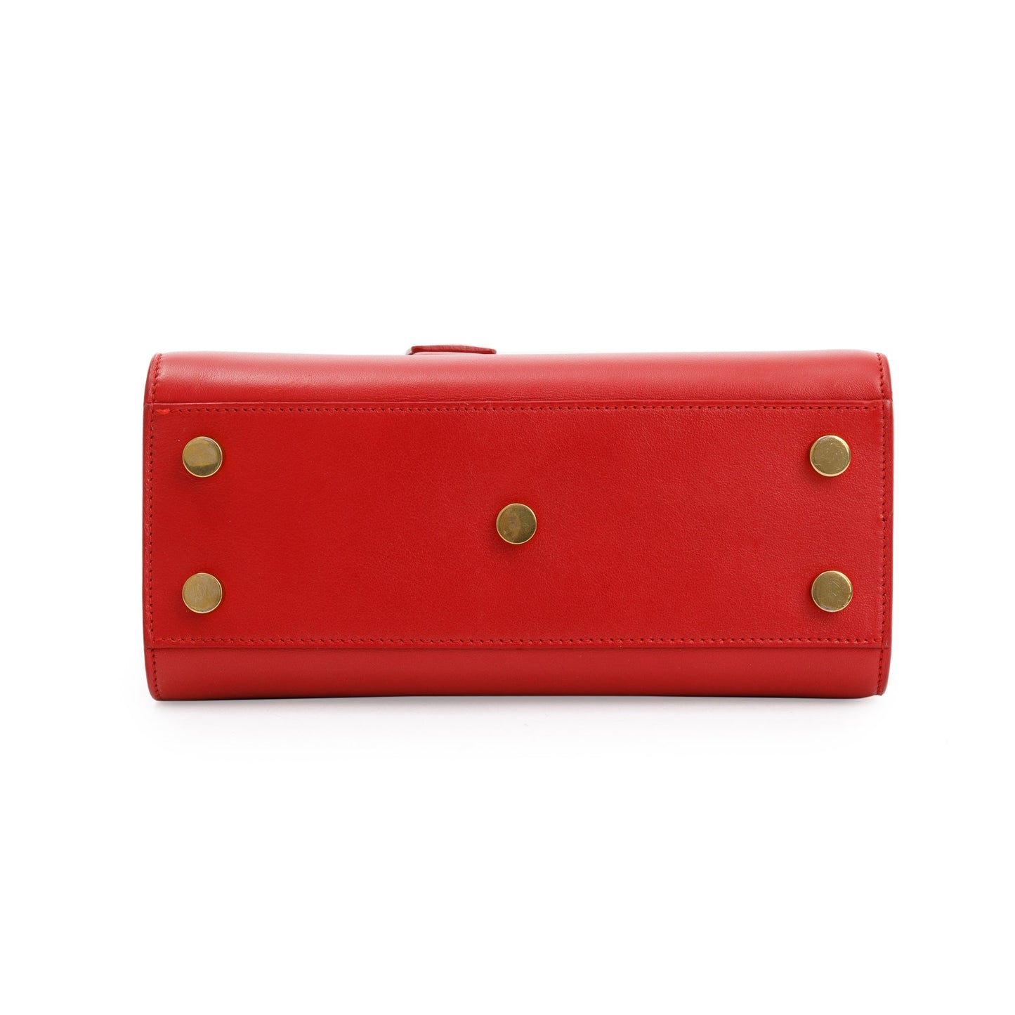 Saint Laurent Red Smooth Calfskin Leather Nano Sac De Jour