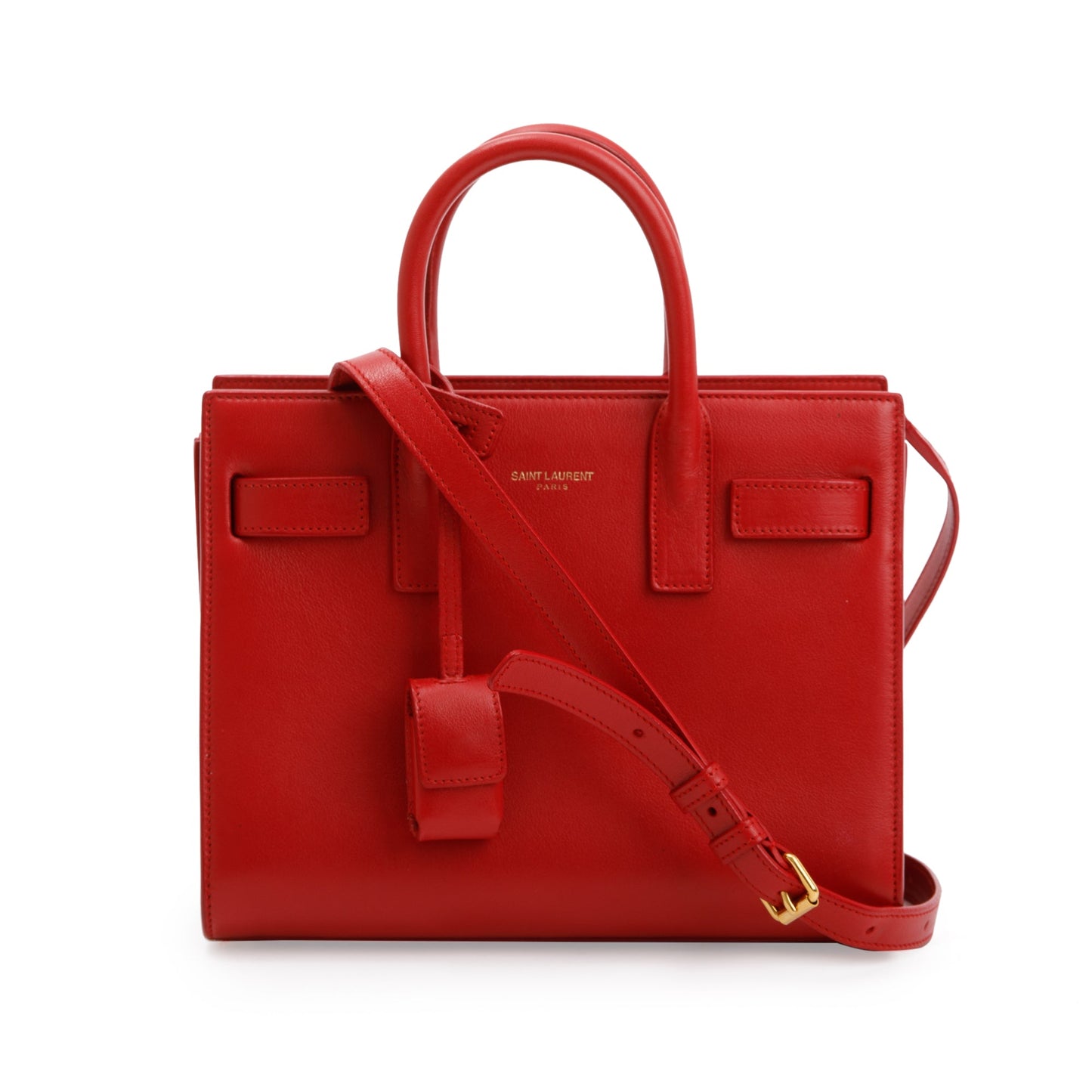 Saint Laurent Red Smooth Calfskin Leather Nano Sac De Jour