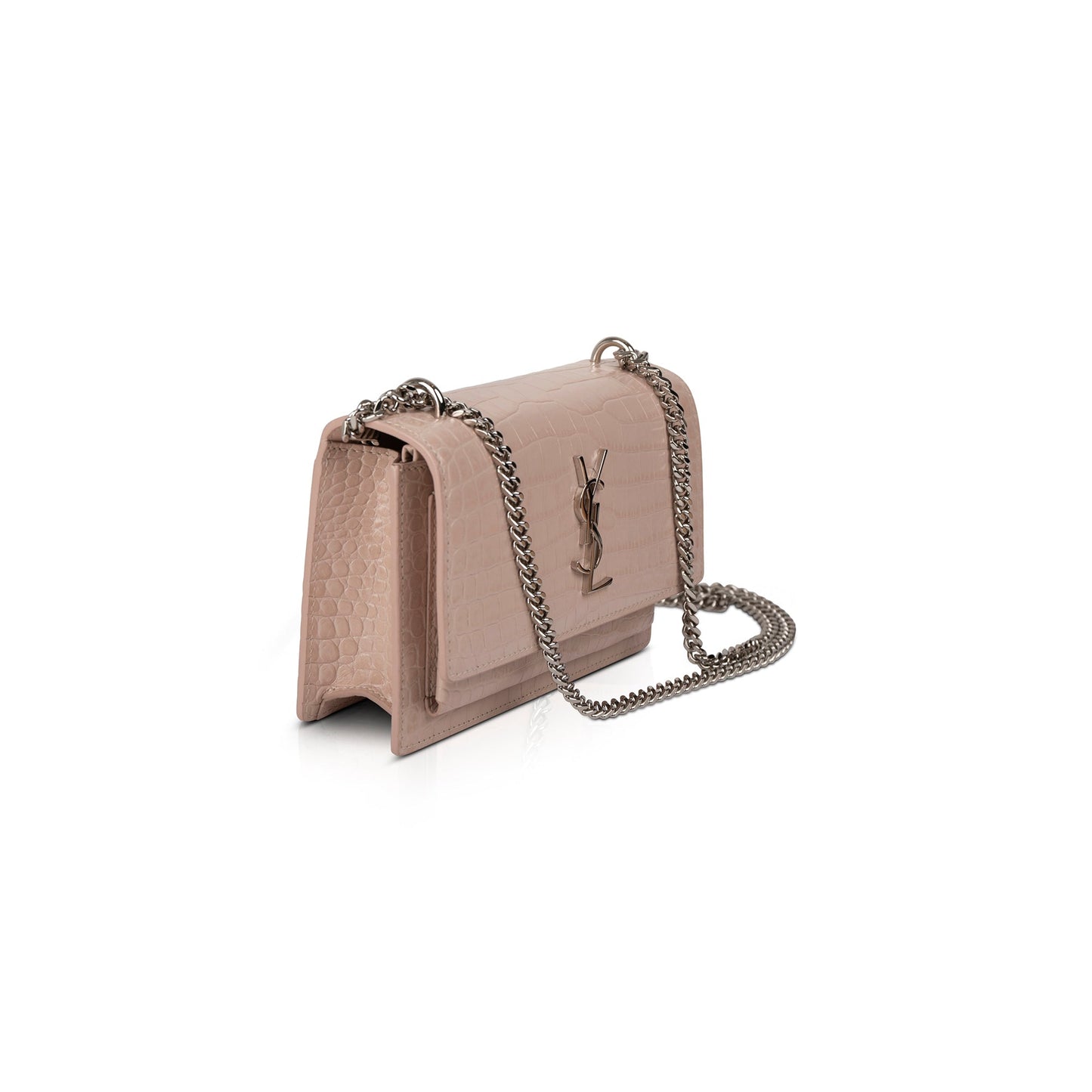Saint Laurent Small Crocodile Embossed Sunset Bag