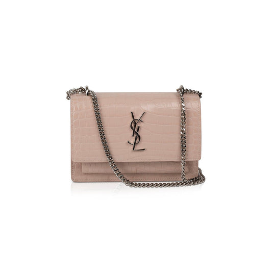 Saint Laurent Small Crocodile Embossed Sunset Bag
