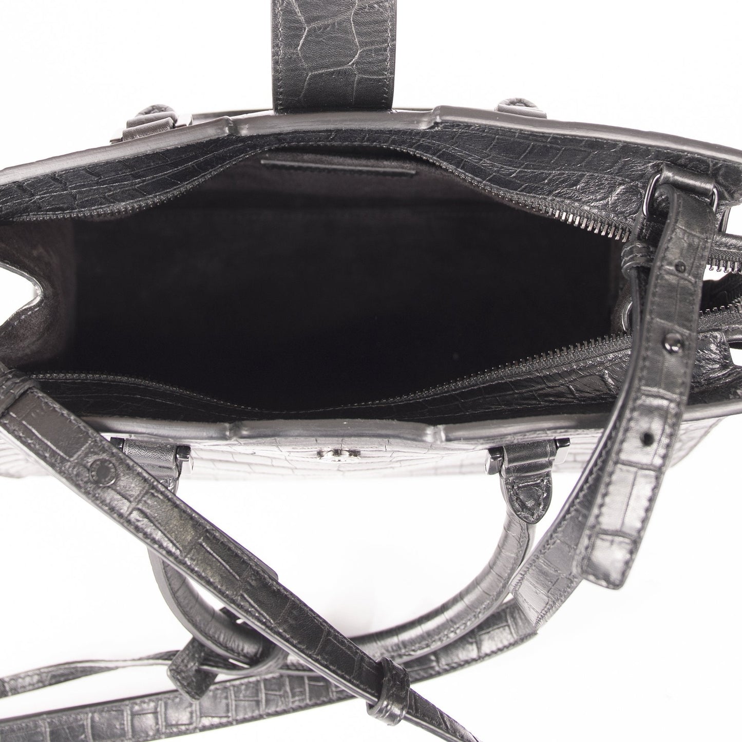 Saint Laurent Small Embossed Croc Monogram Cabas Bag