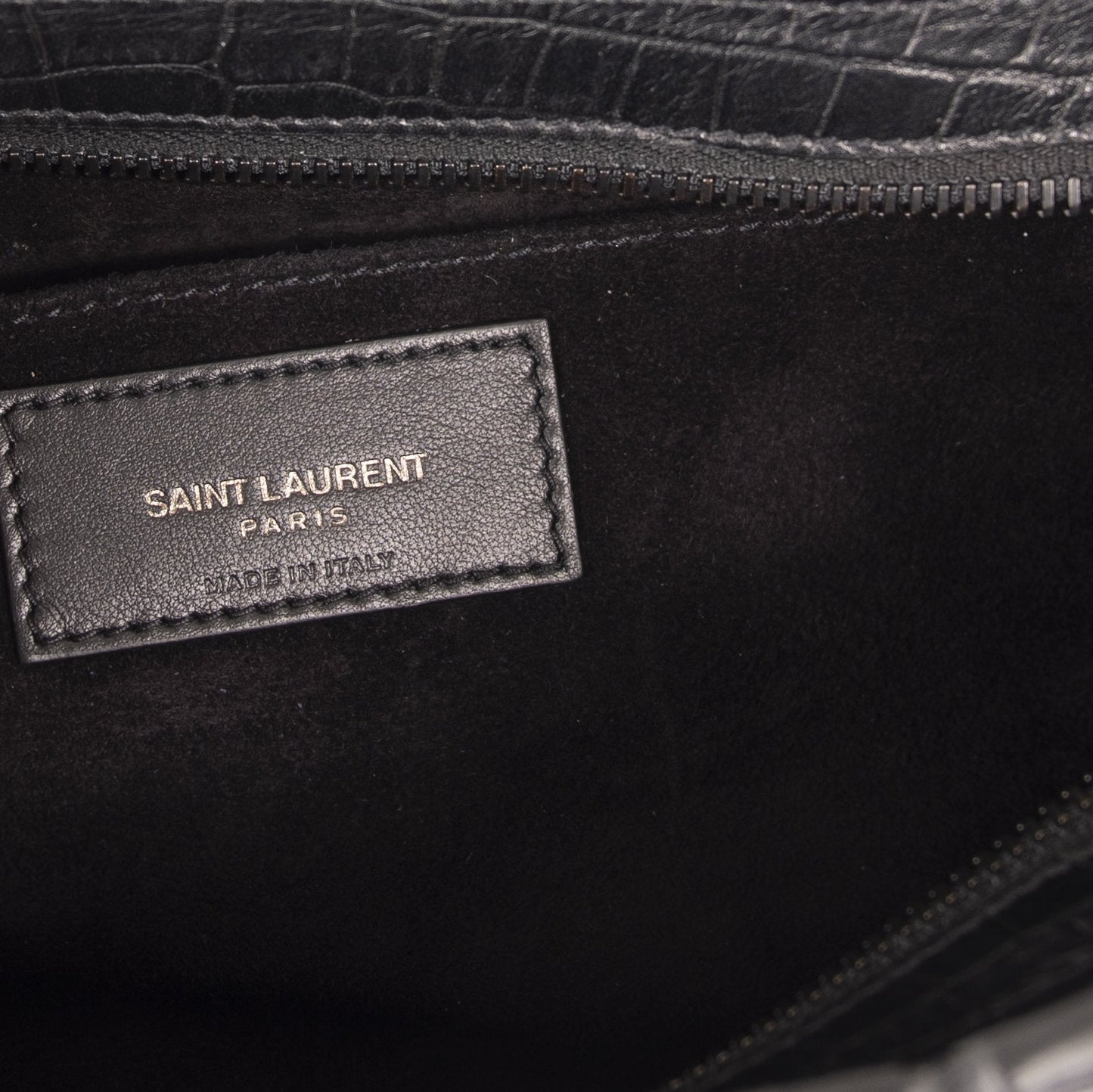Saint Laurent Small Embossed Croc Monogram Cabas Bag