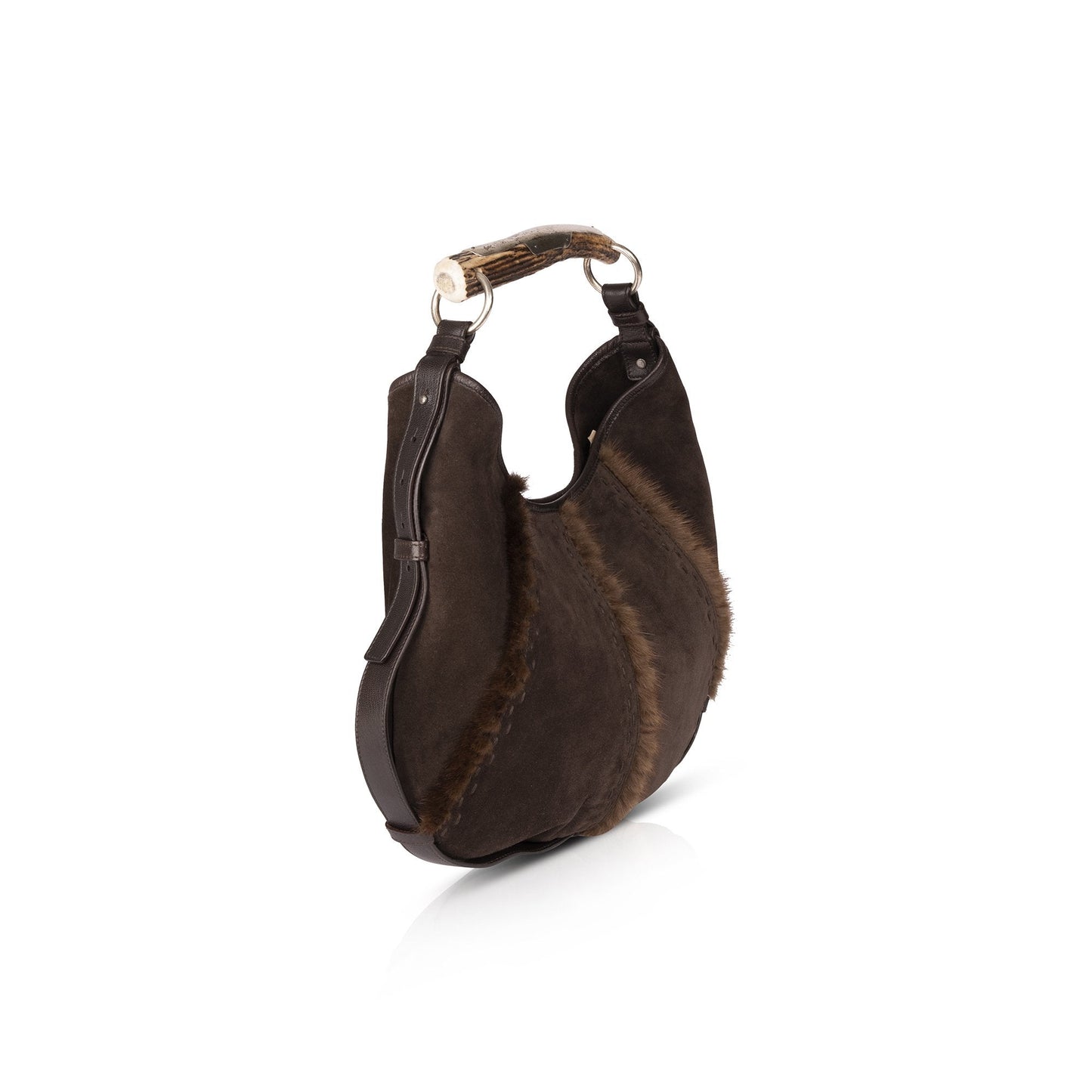 Saint Laurent Suede Mombasa Horn Hobo