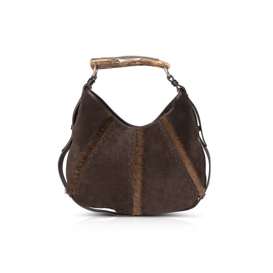 Saint Laurent Suede Mombasa Horn Hobo